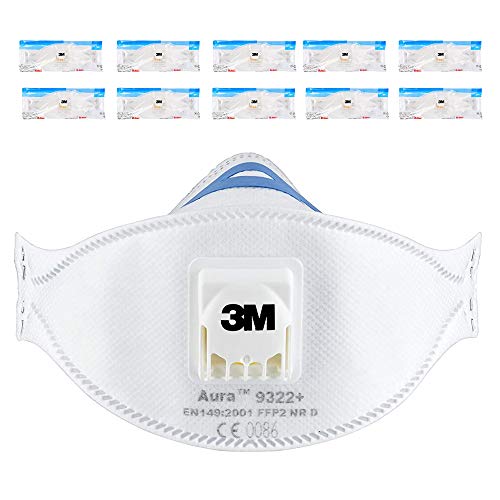 3M - Aura, mascarilla con válvula, 9322A, 10 unidades