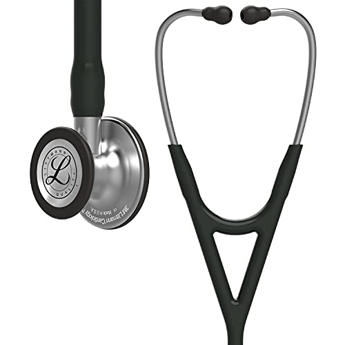 3M Littmann Cardiology IV Fonendoscopio diagnóstico, campana de acabado estándar, tubo Negro y vástago y auricular de Acero Inoxidable, 69 cm, 6152