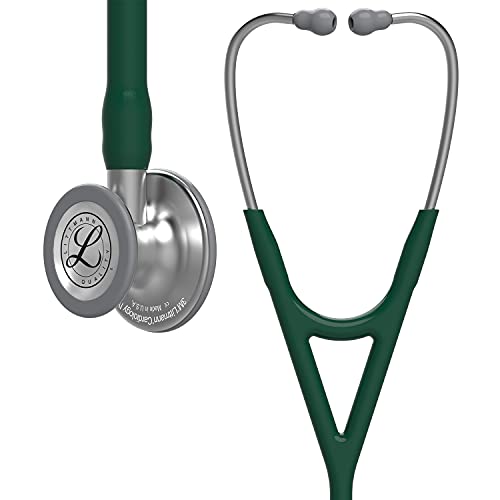 3M Littmann Cardiology IV Fonendoscopio diagnóstico, campana de acabado estándar, tubo Verde Oliva Oscuro y vástago y auricular de Acero Inoxidable, 69 cm, 6155