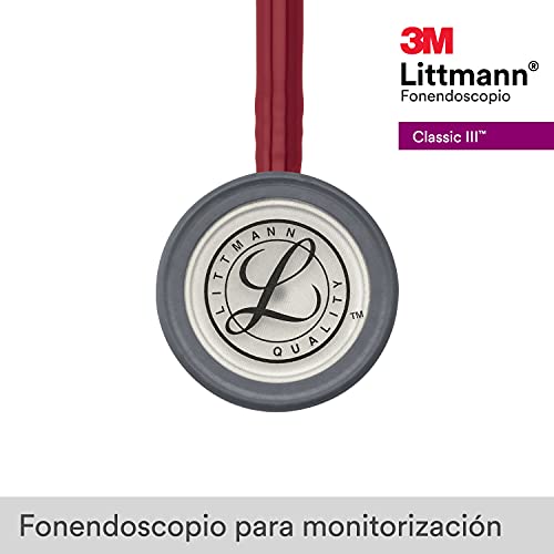 3M Littmann Classic III Fonendoscopio para monitorización, tubo color Granate, 69 cm, 5627