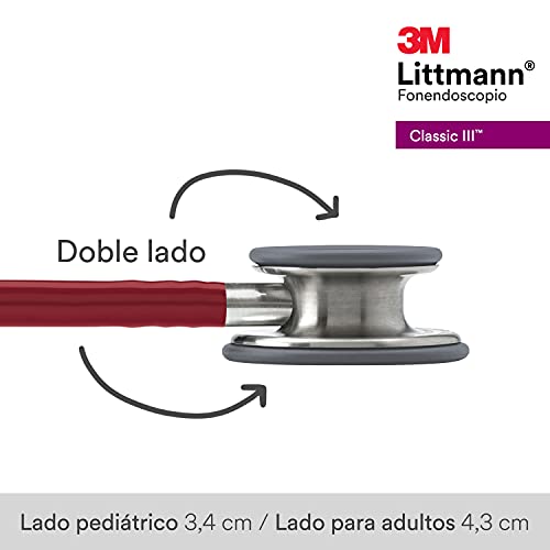 3M Littmann Classic III Fonendoscopio para monitorización, tubo color Granate, 69 cm, 5627