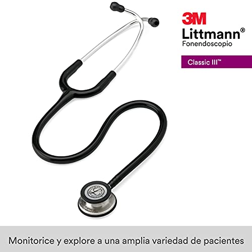 3M Littmann Classic III Fonendoscopio para monitorización, tubo color Negro, 69 cm, 5620