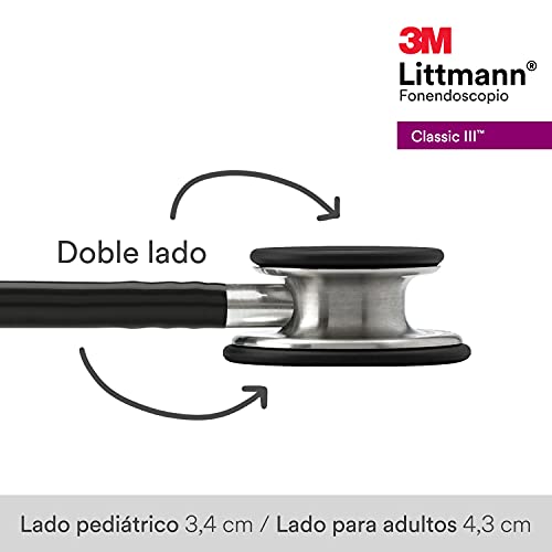 3M Littmann Classic III Fonendoscopio para monitorización, tubo color Negro, 69 cm, 5620