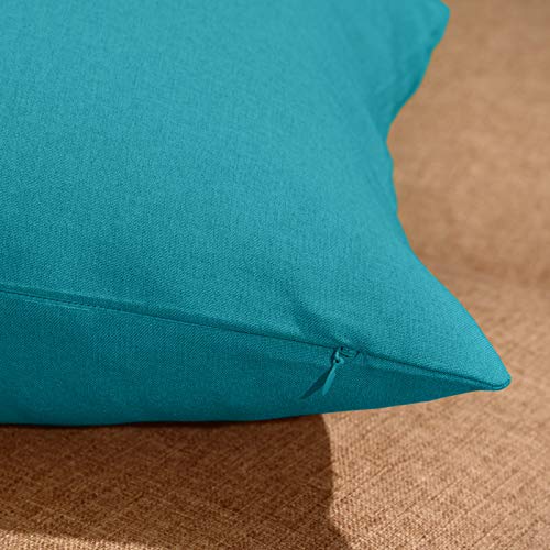 4 Fundas de Almohada Decorativas Impermeables de Exterior Patio Balcón, Funda de Cojín Cuadrada de Jardín, Funda de Revestimiento de PU para Sofá Cama Patio Tienda Balcón, 18 x 18 Pulgadas(Azul-verde)