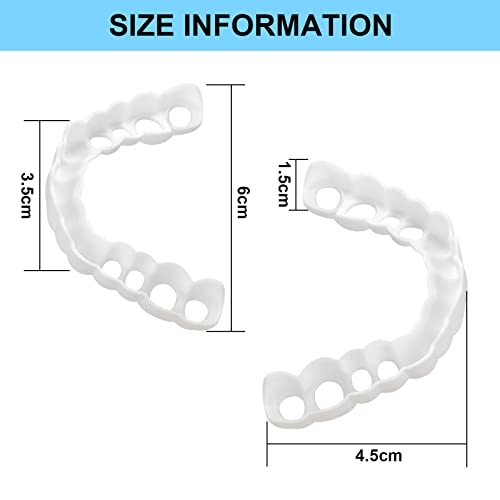 4 Pares Dientes de Carillas Cosméticos Dientes Dentaduras Temporales Instantáneos Dentaduras Comodidad Broche de Presión de Carillas Superiores e Inferiores para Dientes Malos.