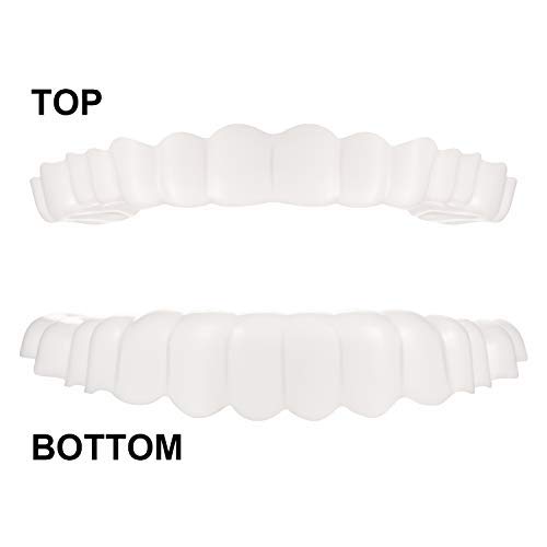 4 Pares Dientes de Carillas Cosméticos Dientes Dentaduras Temporales Instantáneos Dentaduras Comodidad Broche de Presión de Carillas Superiores e Inferiores para Dientes Malos.