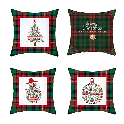 4 Piezas,Cojines de Navidad Sofa,Fundas de Almohada navideñas Fundas de Almohada de otoño Decoraciones navideñas Bola (Poliéster)