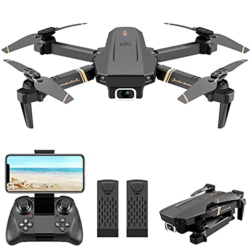 4DRC Drone Plegable con Cámara 1080P HD, Dron WiFi FPV por Control Remoto, Altitud Hold, Un botón de despegue / Aterrizaje, Quadcopter Helicóptero con Headless Modo, 3D Flip, Modo Órbita, 2baterías