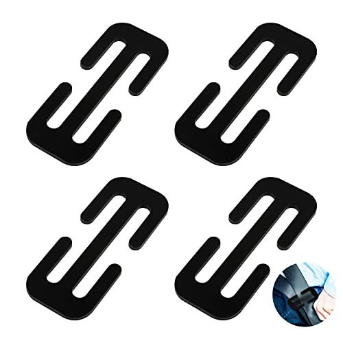 4Pcs Clip de Cinturón de Seguridad, Clip de Bloqueo de Metal, Ajustador del Cinturón del Automóvil, Clips de Ajuste del Cinturón Compatible con Mayoría de Coche (Negro)