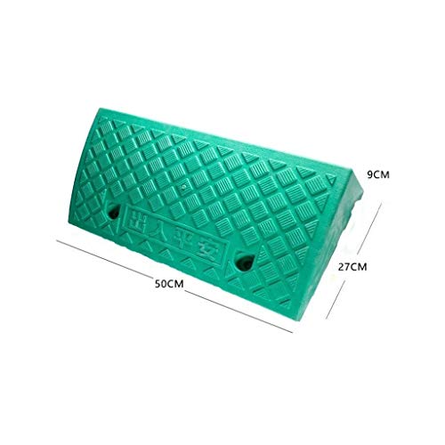 5-15cm plástico Rampas Mat, Antideslizante portátil Silla de Ruedas Servicio de rampas for minusválidos Hospital Mat Comunidad de la Escuela Paso Rampas (Color : Green, Size : 50 * 27 * 9CM)