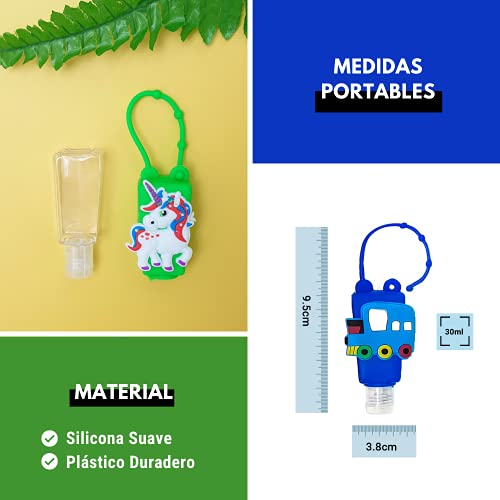 5 Botes dispensadores de Gel 30ml para niñas, diseño Infantil. Botes de Gel pequeños, Recargables, Ideales para Colgar y Llevar en Tus Viajes. (Sirena)