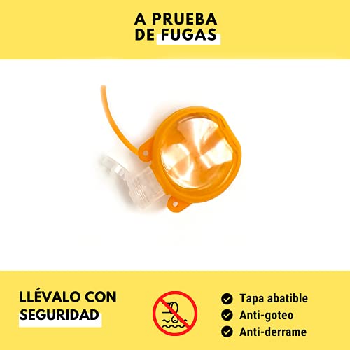 5 Botes dispensadores de Gel 30ml para niñas, diseño Infantil. Botes de Gel pequeños, Recargables, Ideales para Llevar en Tus Viajes. Se Incluyen 5 Hebillas. (Circular Amarillo)