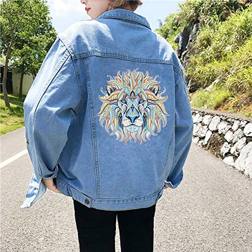 (5 hojas) Unicornio Transferencia térmica de hierro en parches, MWOOT Flor cráneo patrón Dream Catcher Wolf Lion parches calcomanías de transferencia de calor para mujeres, hombres, camiseta, jeans