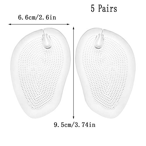 5 Pares de Almohadillas de gel para el Antepié, Chanclas, Almohadillas de Silicona Suaves para Separar los Dedos Plantillas de gel, Almohadillas de gel Antideslizantes para Chanclas y Sandalias