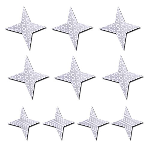 50x Alta Intensidad Pegatina Cinta Reflectante Autoadhesivo para Camión de la Motocicleta del Barco de la Bici del Casco del Remolque del Coche Forma de Estrella de Cuatro Puntas Blanco