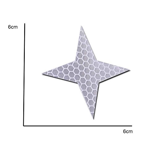 50x Alta Intensidad Pegatina Cinta Reflectante Autoadhesivo para Camión de la Motocicleta del Barco de la Bici del Casco del Remolque del Coche Forma de Estrella de Cuatro Puntas Blanco