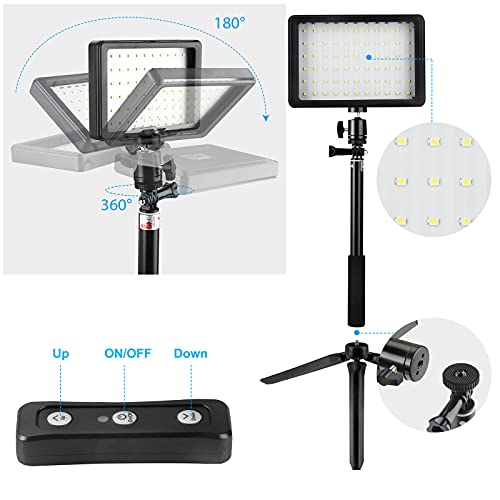 5600K Luz LED de Video 2-Pack, Luz Fotografia, Bonvvie Luz de Cámara Regulable USB con Trípode Ajustable y Filtros de Color para Tomas de ángulo Bajo, Iluminación de Videoconferencia, Zoom, Youtube