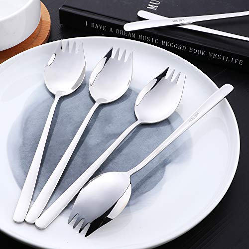 6 Piezas 2 en 1 Multifunción Spork (cuchara y tenedor), Bisda 304 de Acero Inoxidable Plata Cuchara y Tenedor Set para Fideos, Pasta, Fruta, etc., Aptas para el Lavavajillas