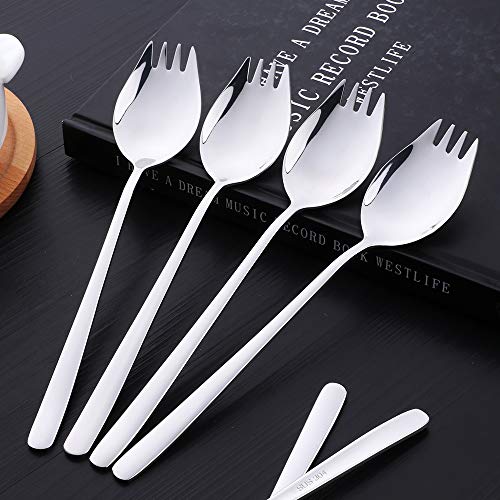 6 Piezas 2 en 1 Multifunción Spork (cuchara y tenedor), Bisda 304 de Acero Inoxidable Plata Cuchara y Tenedor Set para Fideos, Pasta, Fruta, etc., Aptas para el Lavavajillas