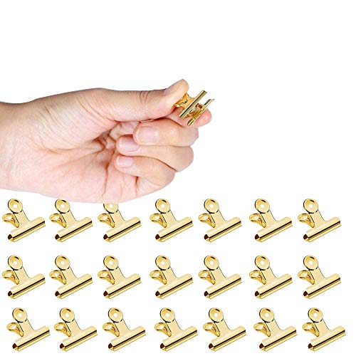 60 Pack Bulldog Papel Clips, Clips de Bisagra, Acero Inoxidable Clips de Papel, Clip Metal Bulldog Clips, Pinzas de Papel Metálicas para etiquetas bolsas,imágenes, y uso de la cocina casera (22mm)