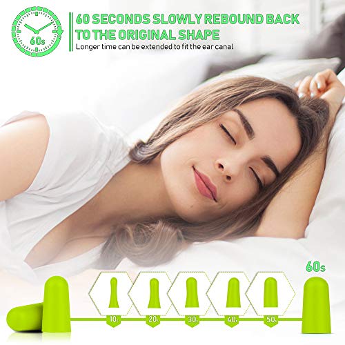 60 Pares Tapones Oido Espuma, Tapones Para Dormir con SNR de 38 dB, Protección Auditiva, Tapones Para Oidos, Roncar, Ruido de Construcción, Aviones, Trabajo, Aaprendizaje, Viajes, Verde