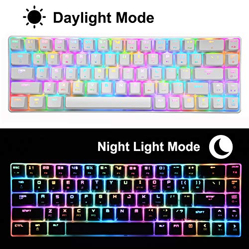 60% Teclado mecánico para Juegos Switch Azul iluminación RGB Ergonómica Mini 68 Teclas + Ratón Ligero Gaming RGB 6400DPI + Alfombrilla de ratón - Blanco