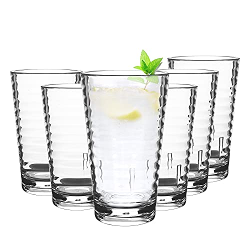 6Pcs 385 ml Vasos Apilables Plástico Premium Irrompible Reutilizable,Vaso Transparente Reutilizable Vasos de Agua de Plástico Acrílico Reutilizables Vasos de Acrílico para Adultos Clear