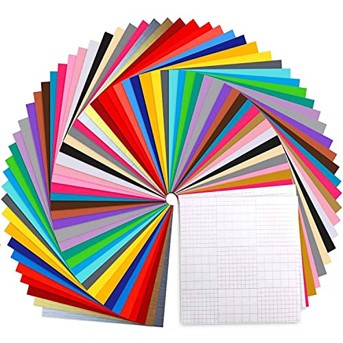 70 Láminas de vinilo Ohuhu, con respaldo adhesivo permanente, 60 láminas de vinilo 12" x 12" 10 láminas, 30 colores surtidos para máquinas de corte, siluetas.