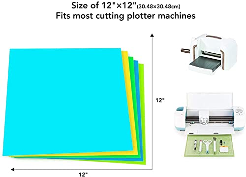 70 Láminas de vinilo Ohuhu, con respaldo adhesivo permanente, 60 láminas de vinilo 12" x 12" 10 láminas, 30 colores surtidos para máquinas de corte, siluetas.