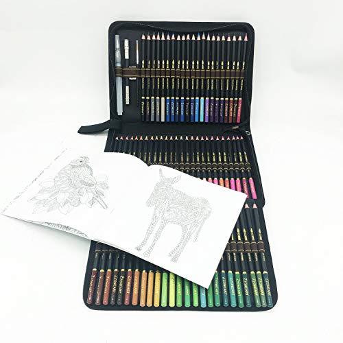 72 Lápices de Colores Acuarelables en estuche con cremallera para obtener grandes resultados, hermosos efectos cuando se mezclan con agua, Conjunto Ideal para Artistas, Adultos y Niños