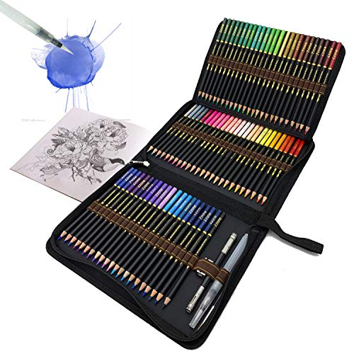 72 Lápices de Colores Acuarelables en estuche con cremallera para obtener grandes resultados, hermosos efectos cuando se mezclan con agua, Conjunto Ideal para Artistas, Adultos y Niños