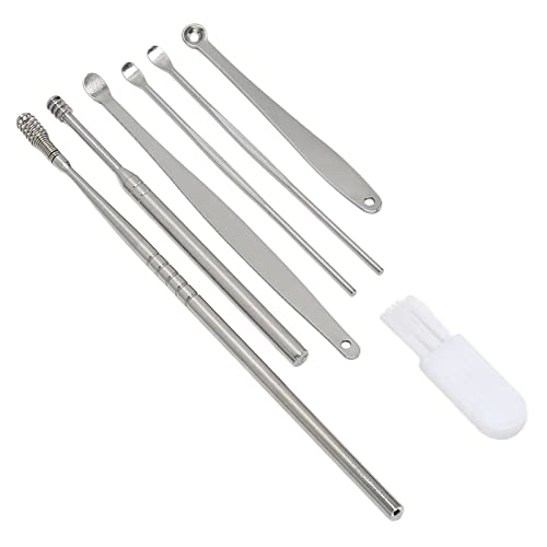 7Pcs Ear Pick - Juego de Herramientas para Limpiar la Cera de los Oídos - Juego de Herramientas Portátiles para Limpiar la Cera de los Oídos - Juego de Ganchos para las Orejas de Acero Inoxidable - Re