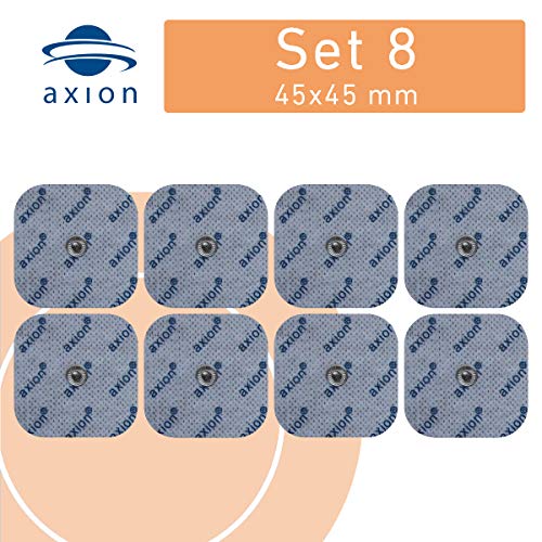 8 Electrodos de 4,5x4,5 cm de axion | Compatible con VITALCONTROL y compatible con Beurer | Parches autoadhesivos para su aparato electroestimulador TENS y EMS