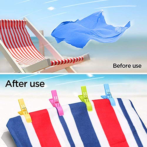 8 pcs Grandes Playa Toalla Clips Pinzas de Plástico Fuerte Resistentes al Viento, Brillante Color Clips para la Ropa Pesada y el Lavarse