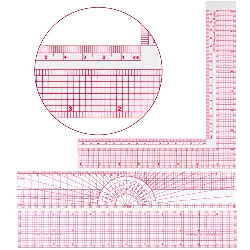 9 Piezas de Regla Métrica Francesa Regla Transparente Biselada Regla de Medida en Forma de Curva de Plástico Juego de Regla de Costura de DIY para Coser Manualidades de Confección, 9 Estilos