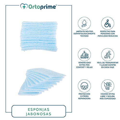 96 ESPONJAS Jabonosas Desechables Bebes Niños y Ancianos - PACK + 96 UNIDADES - Esponja Bebe Piel Sensible - Esponjas Desechables CUIDADO NATURAL - Pack 4 paquetes de 24 Esponjas Baño OrtoPrime