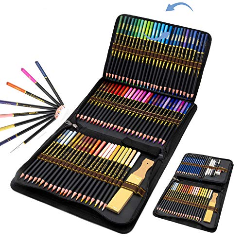 96 Lápices de Colores en estuche con cremallera, Estuche Lapices dibujo profesional para Adultos y Niños - Ideal para Colorear, Mandalas Colorear Adultos, Material Escolar