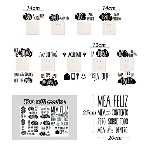 9pcs Pegatinas Pared para Interruptor de Luz Enchufes + 1pcs Pegatinas Vinilos Frases para Indoro Lavabo Baño Stickers Pegatinas Españoles Retrete Adhesivos Decorativos Habitación Dormitorio Salón