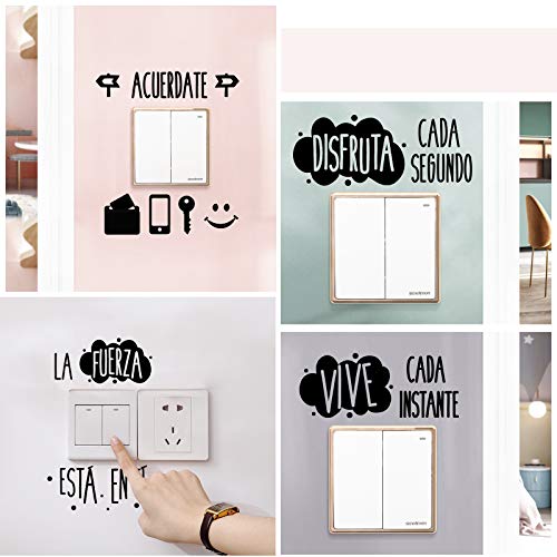 9pcs Pegatinas Pared para Interruptor de Luz Enchufes + 1pcs Pegatinas Vinilos Frases para Indoro Lavabo Baño Stickers Pegatinas Españoles Retrete Adhesivos Decorativos Habitación Dormitorio Salón