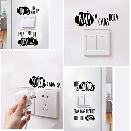 9pcs Pegatinas Pared para Interruptor de Luz Enchufes + 1pcs Pegatinas Vinilos Frases para Indoro Lavabo Baño Stickers Pegatinas Españoles Retrete Adhesivos Decorativos Habitación Dormitorio Salón