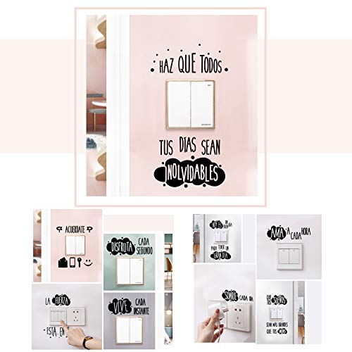 9pcs Pegatinas Pared para Interruptor de Luz Enchufes + 1pcs Pegatinas Vinilos Frases para Indoro Lavabo Baño Stickers Pegatinas Españoles Retrete Adhesivos Decorativos Habitación Dormitorio Salón