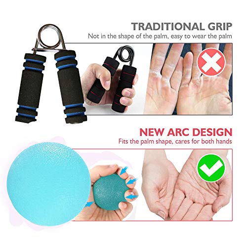 A 3 Pelota Rehabilitacion Mano, Pelota Antiestres Pelotas Ejercicio Manos, Antiestres Ejercitar para Fisioterapia, Tratamiento de Manos, Alivio del estrés, 3 Niveles de Resistencia, 3 Colores