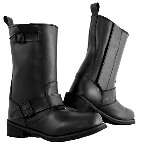 A-Pro Botas de piel para motorista Custom Cruiser Motorcycle Motorbike impermeables de piel 38