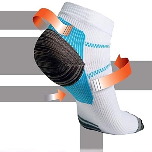 A0127 1 par de calcetines cortos para fascitis plantar de compresión de corte bajo para soporte de arco, atlético, gimnasio, deporte, correr, transpirables. W Talla única