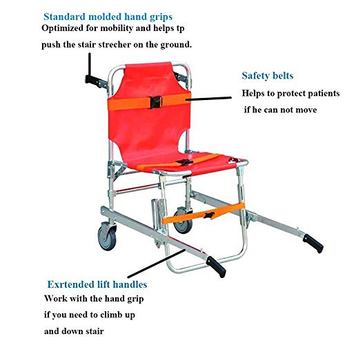 AA-SS Silla de Escalera - JXSD Aluminio Peso Ligero Ambulancia Medical Lift - Evacuación Sillas de Ruedas Ascensor de Emergencia Equipo Nuevo con Hebillas de liberación rápida