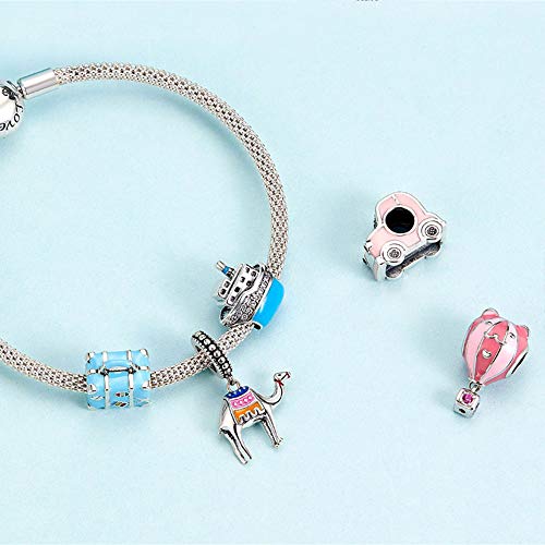 Abalorio para Pulsera Pandora&Chamilia,Abalorio de Plata de Ley 925,Originales Bead Charm para Collare -Maleta Viajar El Mundo