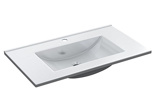 Abitti Mueble Lavabo de baño o Aseo con lavamanos de PMMA y un fantástico Espejo a Juego, Dos Puertas y Dos cajones Color Blanco Brillo 80x80x45cm