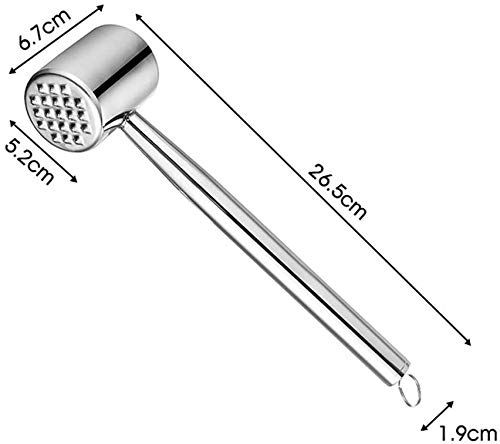 Ablandador de carne, mazo de carne de acero inoxidable 304 de doble cara para enchapar y ablandar carne, plato de carne para escalope, mazo para machacar carne, apto para lavavajillas