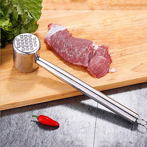 Ablandador de carne, mazo de carne de acero inoxidable 304 de doble cara para enchapar y ablandar carne, plato de carne para escalope, mazo para machacar carne, apto para lavavajillas