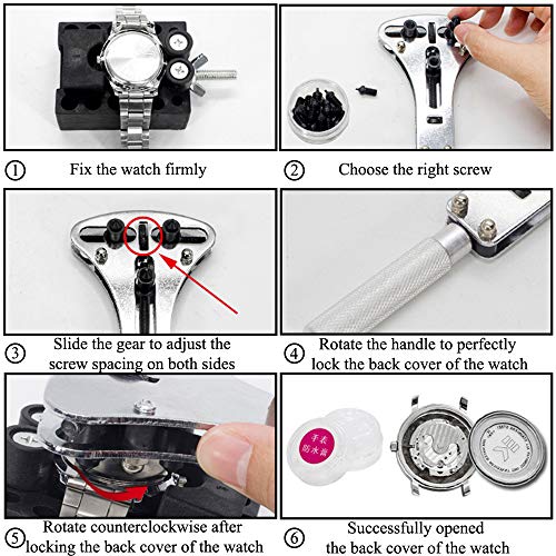 Abridor de Reloj, Llave de Apertura de Reloj, Herramienta para Quitar el Reloj con 18 Tornillos de Apertura para Reparación de Relojes, Reemplazo de la Batería del Reloj (Plateado)